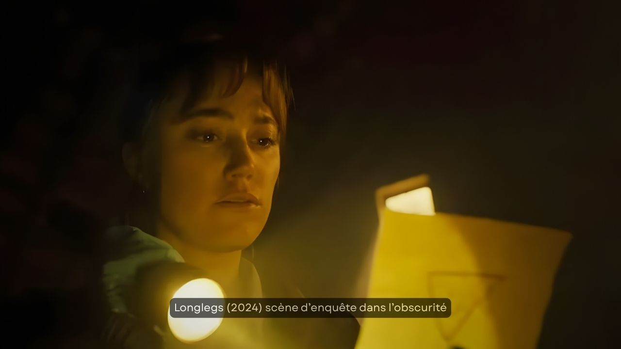 Longlegs film 2024 enquête FBI lumière lampe ambiance sombre