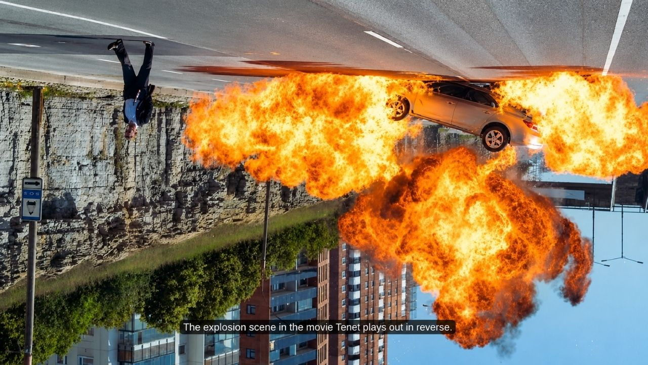 Reverse explosion scene from the movie Tenet